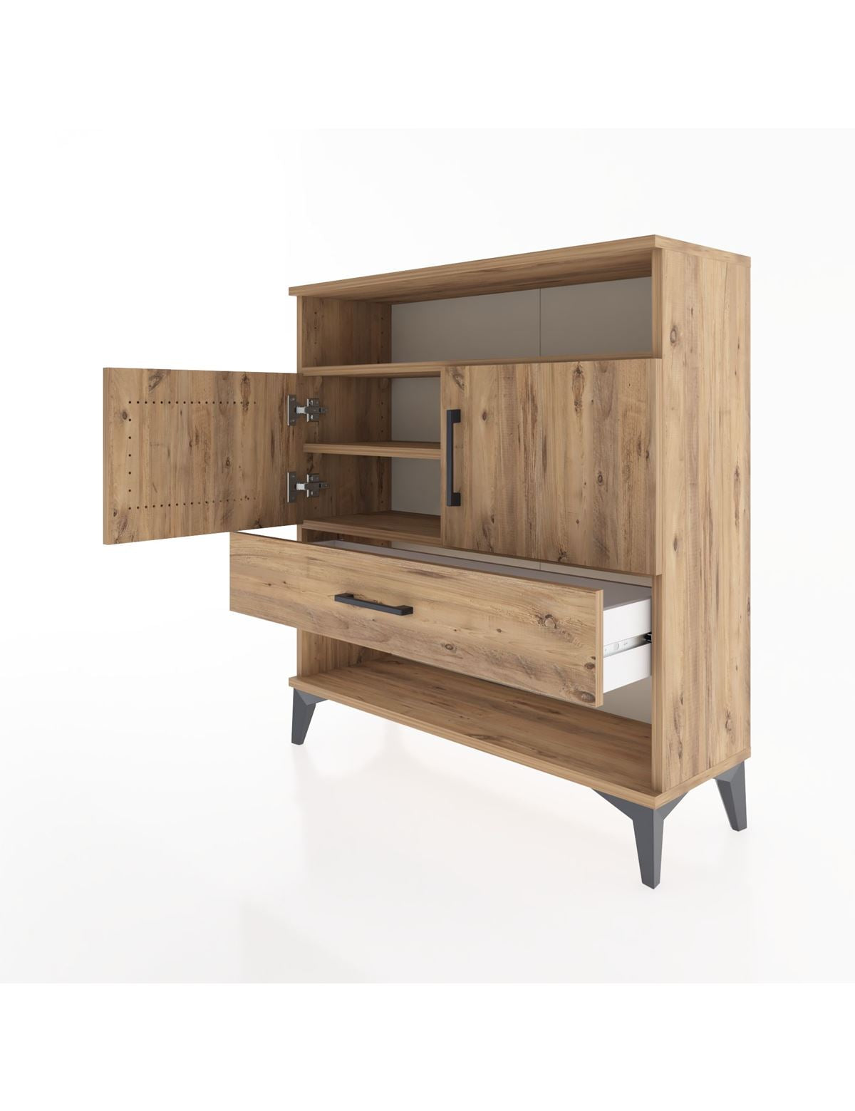 Arges Şifonyer 3 Raflı Tek Çekmeceli 2 Kapaklı 88x30x96 - S04M040V9A