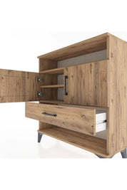 Arges Şifonyer 3 Raflı Tek Çekmeceli 2 Kapaklı 88x30x96 Çam-Çam