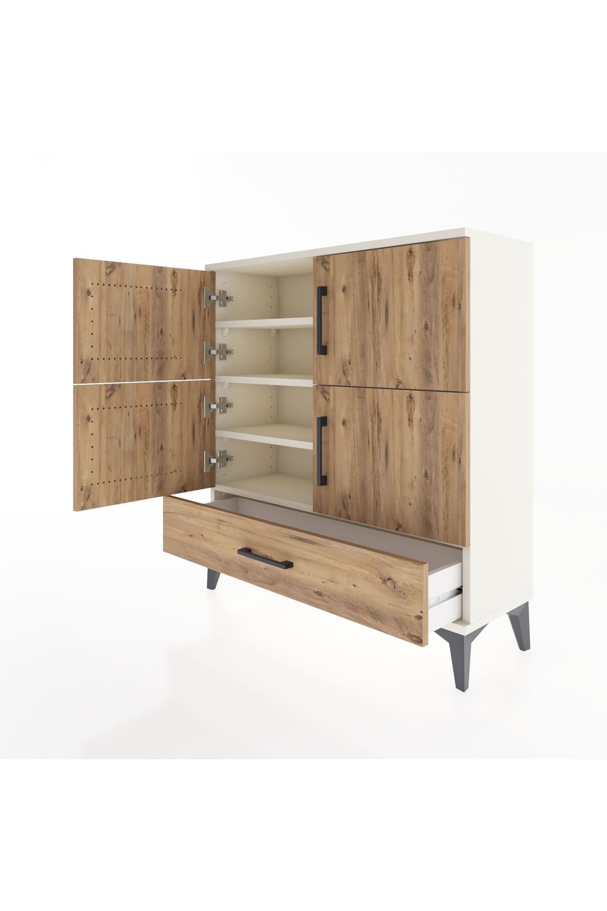 Arges Şifonyer 4 Raflı Tek Çekmeceli 4 Kapaklı 88x30x96 Aytaşı-Çam