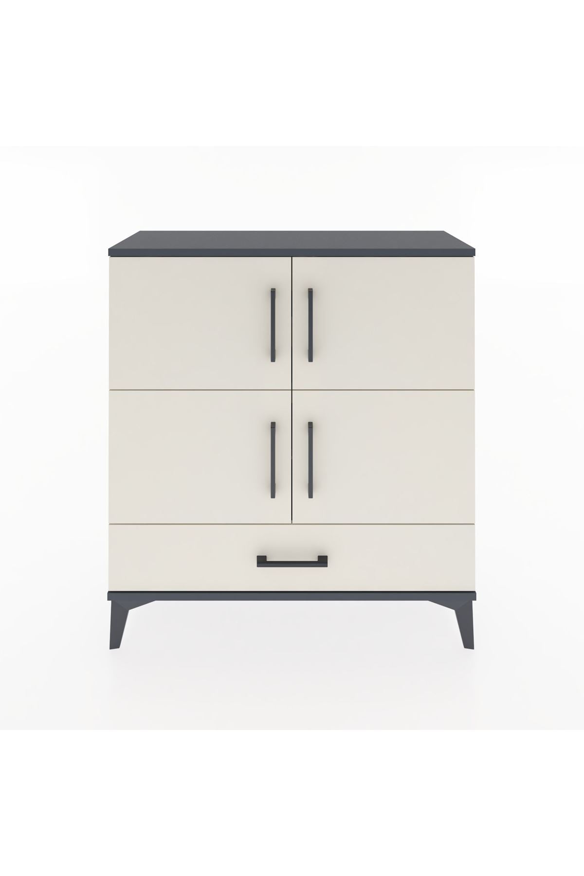 Arges Şifonyer 4 Raflı Tek Çekmeceli 4 Kapaklı 88x30x96 Antrasit-Aytaşı