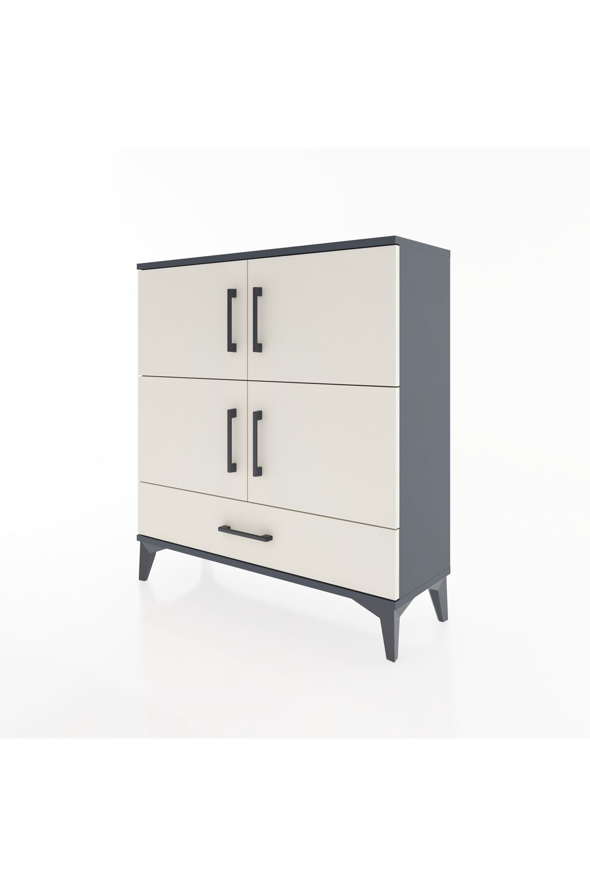 Arges Şifonyer 4 Raflı Tek Çekmeceli 4 Kapaklı 88x30x96 Antrasit-Aytaşı