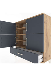 Arges Şifonyer 4 Raflı Tek Çekmeceli 4 Kapaklı 88x30x96 Çam-Antrasit