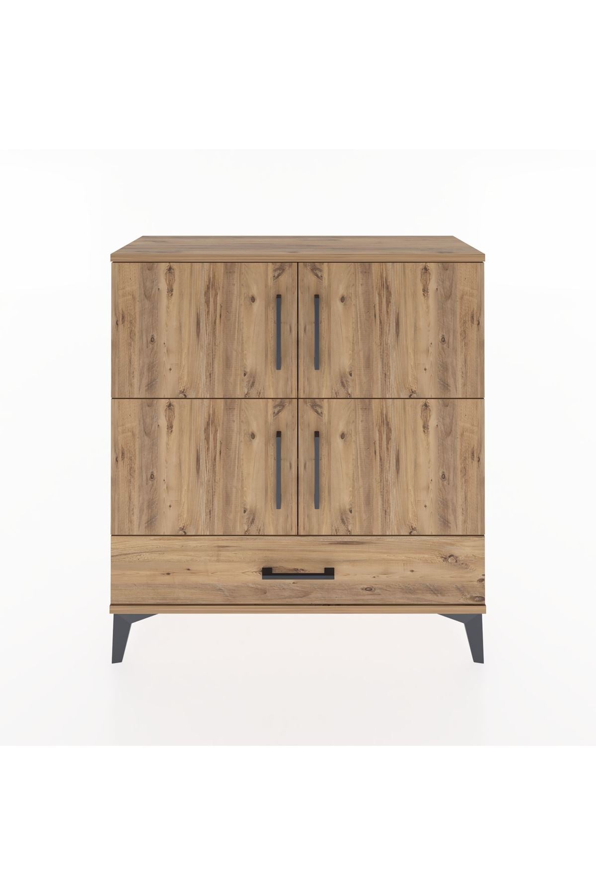 Arges Şifonyer 4 Raflı Tek Çekmeceli 4 Kapaklı 88x30x96 Çam-Çam