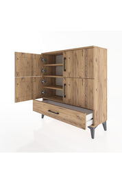 Arges Şifonyer 4 Raflı Tek Çekmeceli 4 Kapaklı 88x30x96 Çam-Çam