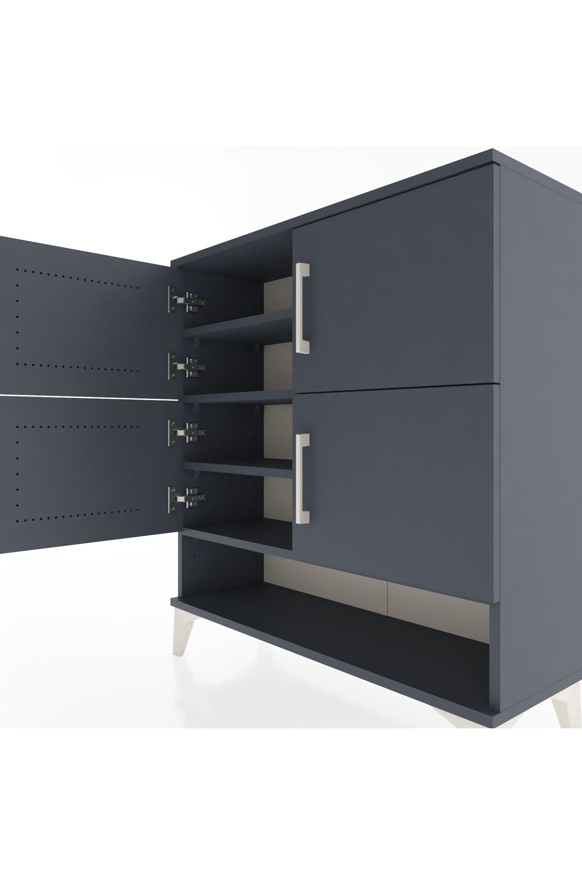 Arges Şifonyer 4 Raflı 4 Kapaklı 88x30x96 Antrasit-Antrasit