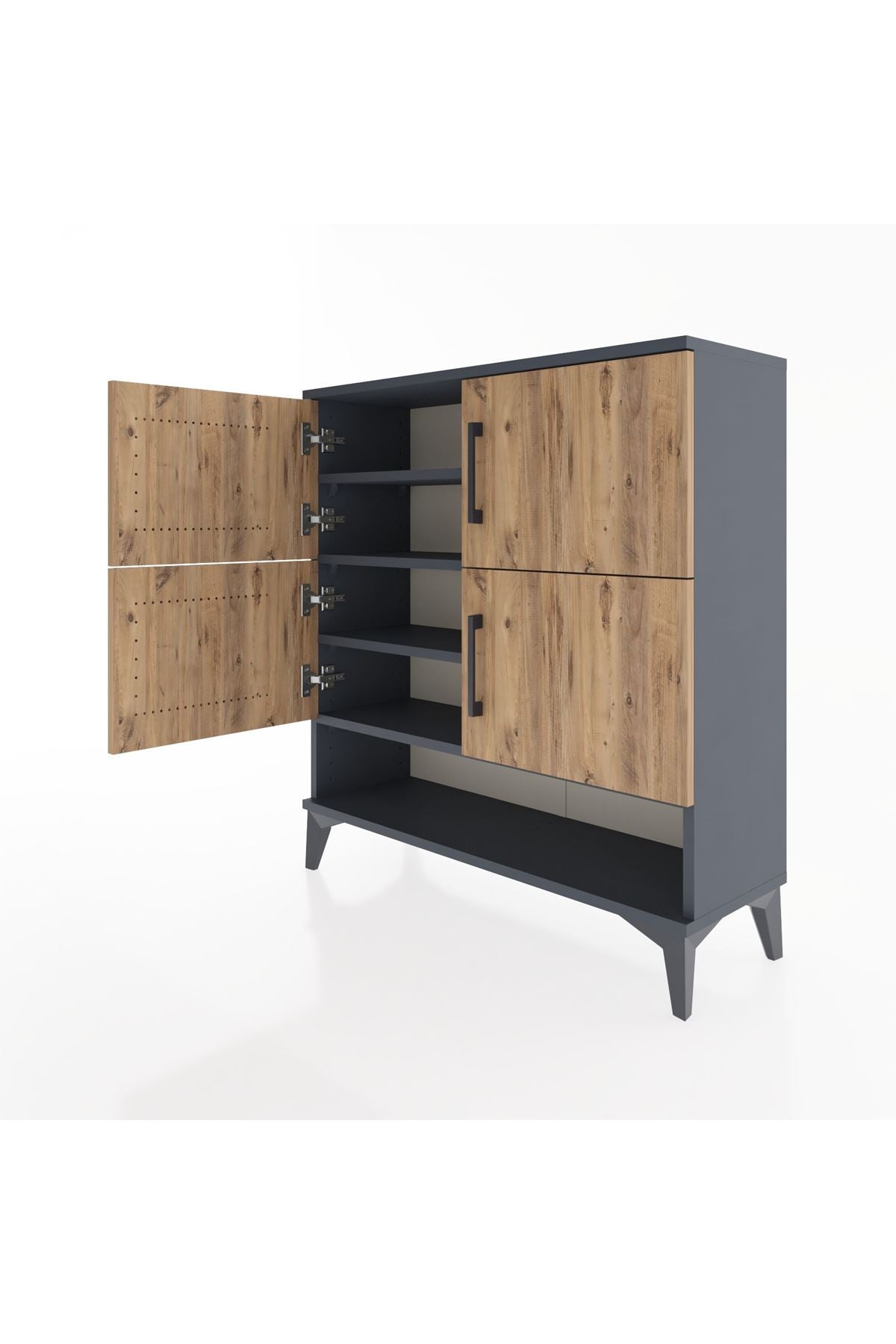 Arges Şifonyer 4 Raflı 4 Kapaklı 88x30x96 Antrasit-Çam