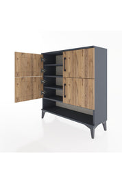 Arges Şifonyer 4 Raflı 4 Kapaklı 88x30x96 Antrasit-Çam