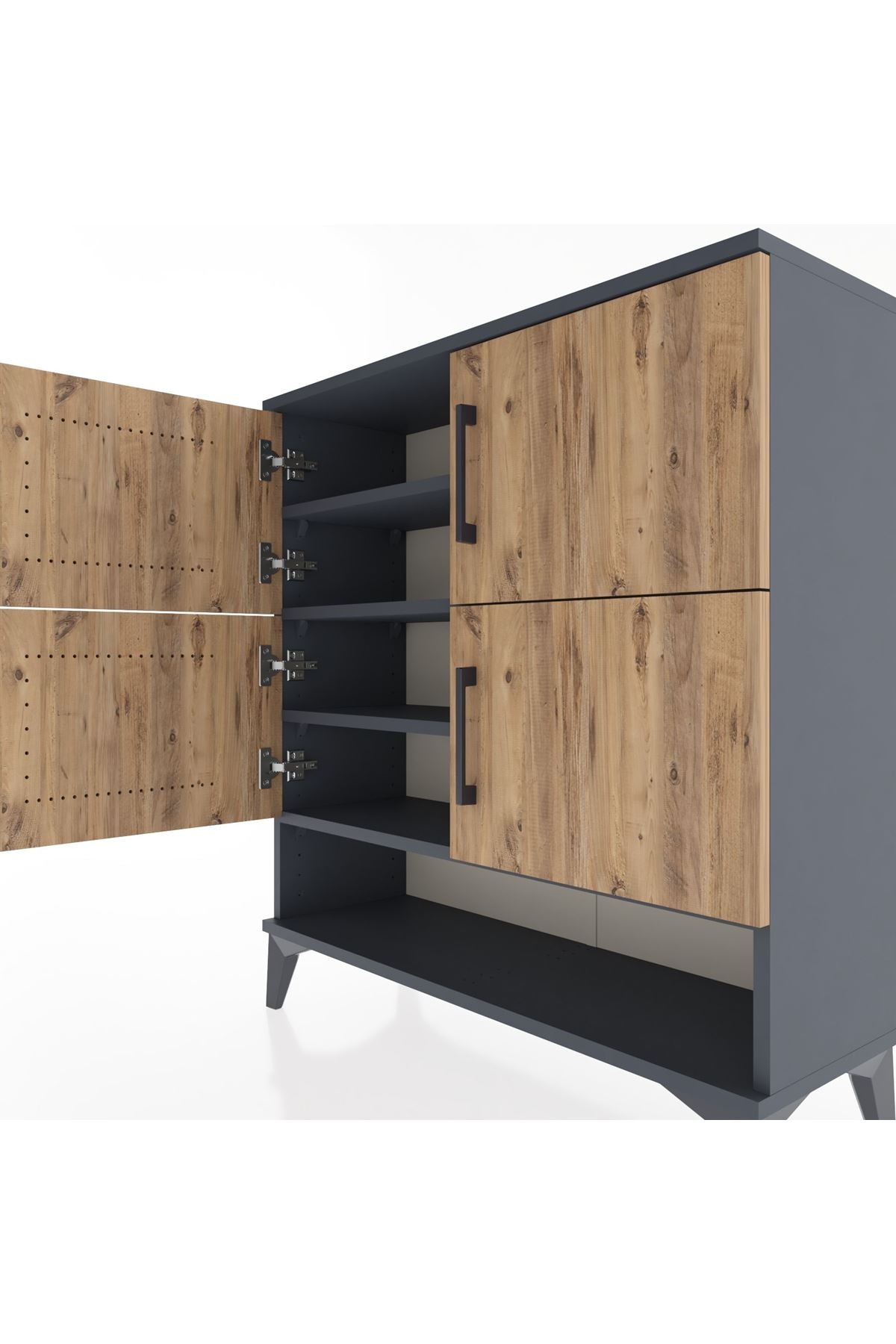 Arges Şifonyer 4 Raflı 4 Kapaklı 88x30x96 Antrasit-Çam