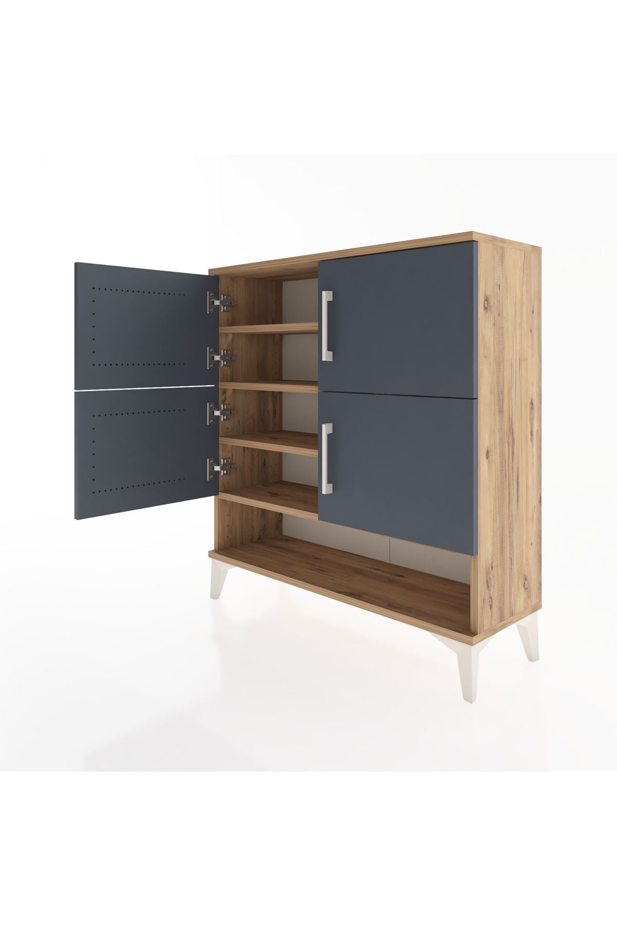 Arges Şifonyer 4 Raflı 4 Kapaklı 88x30x96 Çam-Antrasit