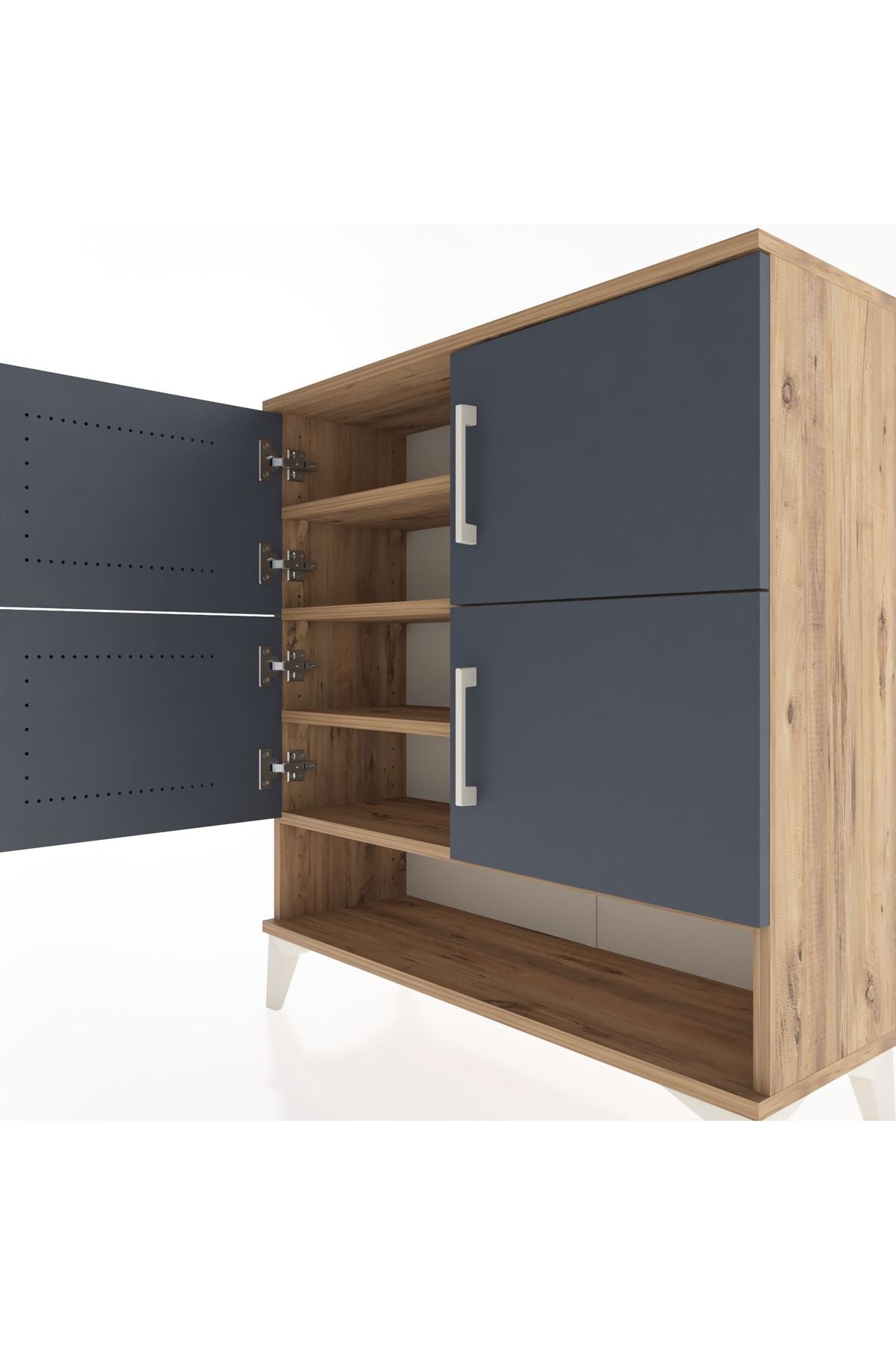 Arges Şifonyer 4 Raflı 4 Kapaklı 88x30x96 Çam-Antrasit