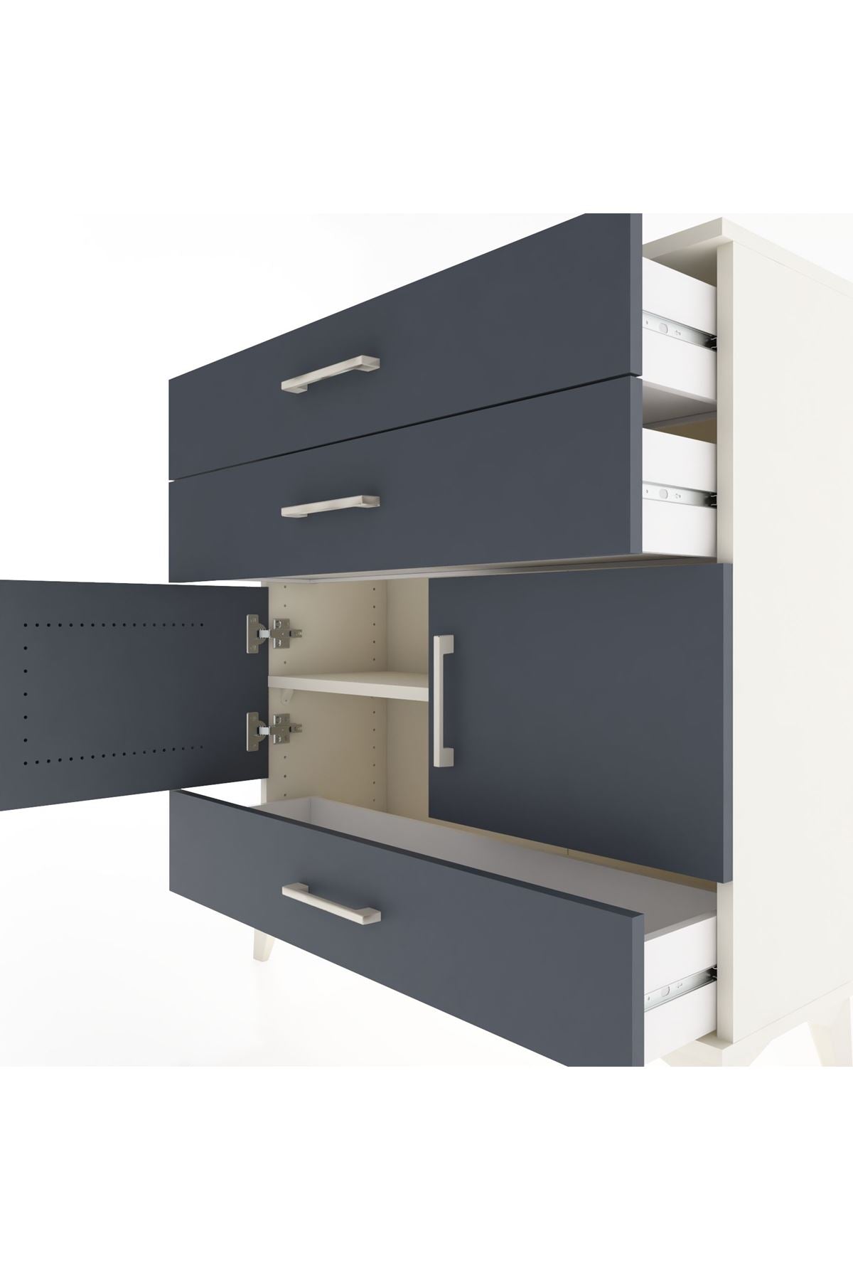 Arges Şifonyer 2 Raflı 3 Çekmeceli 2 Kapaklı 88x30x96 Aytaşı-Antrasit