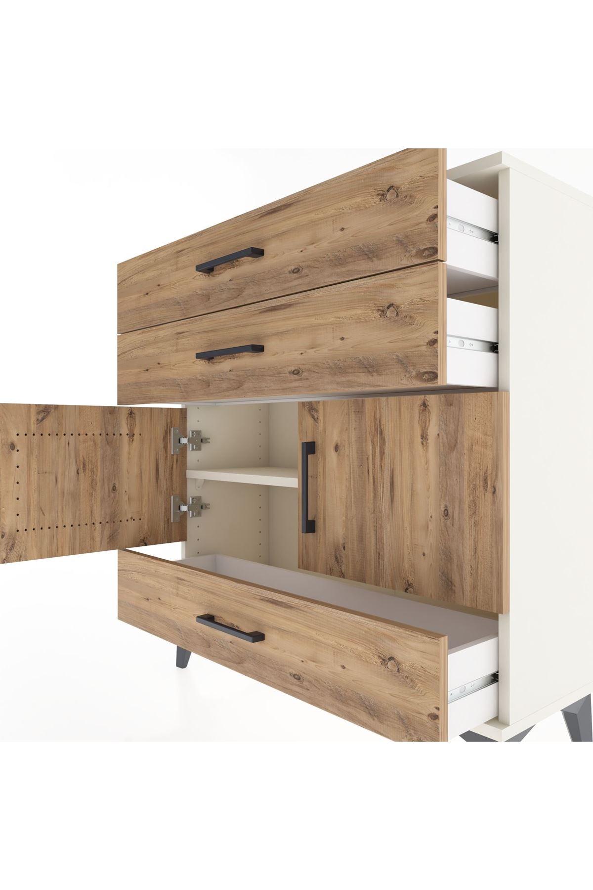 Arges Şifonyer 2 Raflı 3 Çekmeceli 2 Kapaklı 88x30x96 Aytaşı-Çam