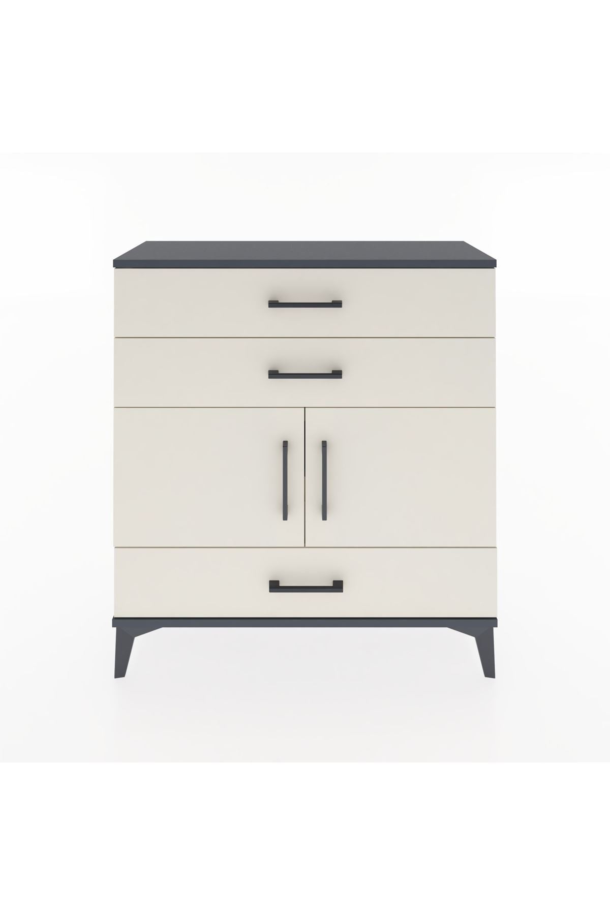 Arges Şifonyer 2 Raflı 3 Çekmeceli 2 Kapaklı 88x30x96 Antrasit-Aytaşı