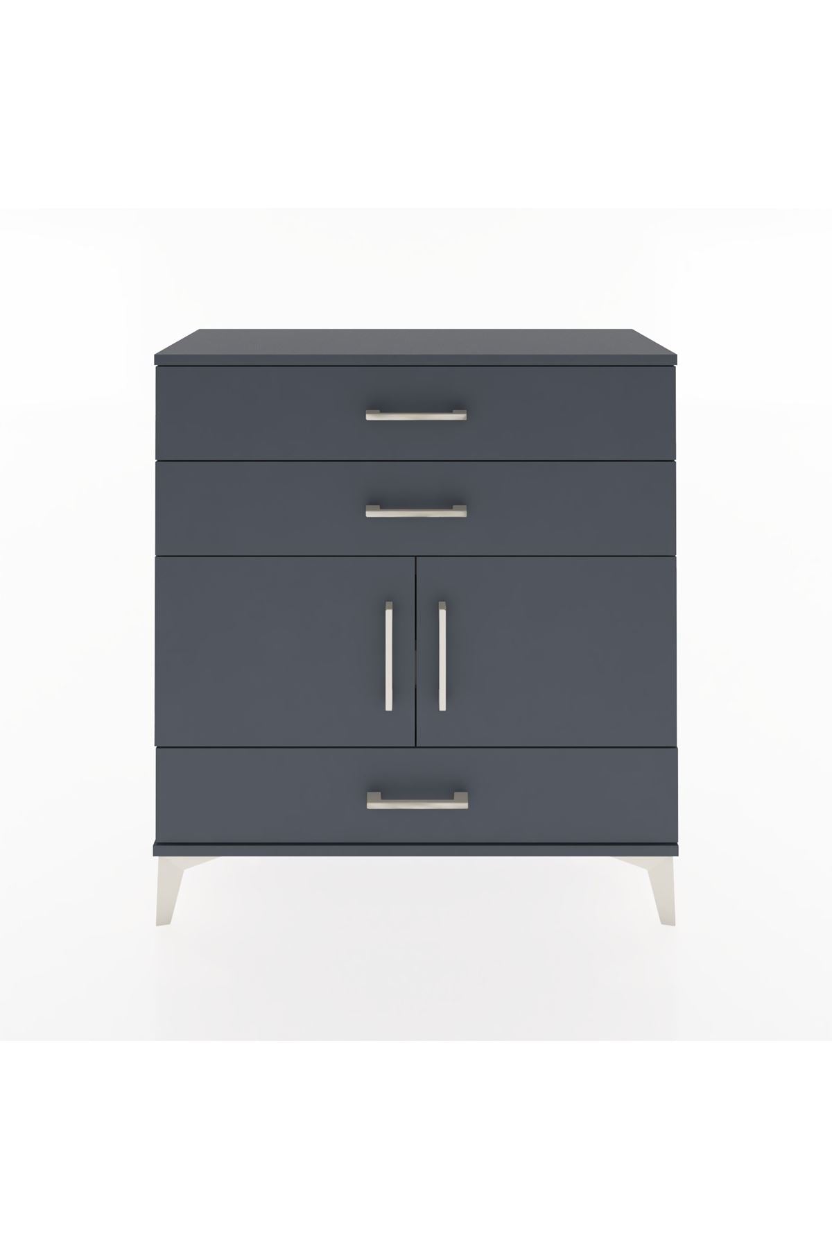 Arges Şifonyer 2 Raflı 3 Çekmeceli 2 Kapaklı 88x30x96 Antrasit-Antrasit