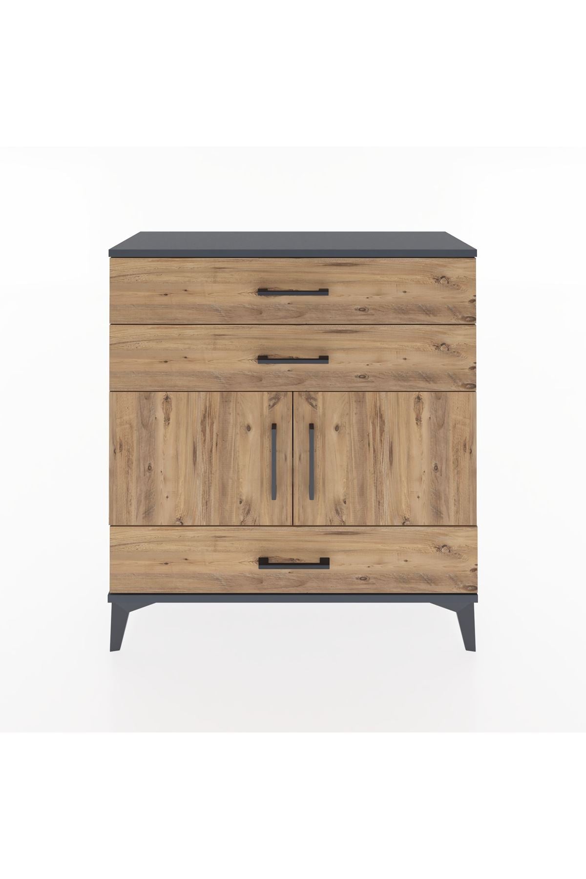 Arges Şifonyer 2 Raflı 3 Çekmeceli 2 Kapaklı 88x30x96 Antrasit-Çam