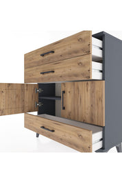 Arges Şifonyer 2 Raflı 3 Çekmeceli 2 Kapaklı 88x30x96 Antrasit-Çam