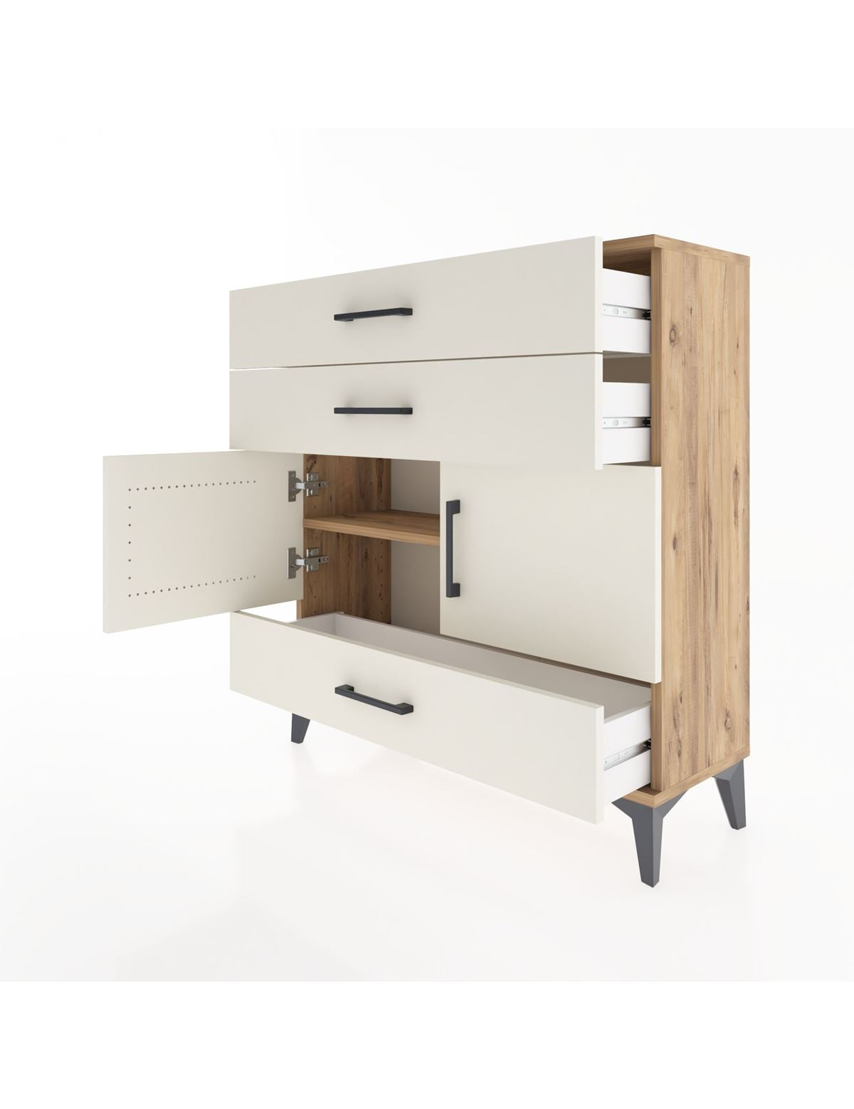 Arges Şifonyer 2 Raflı 3 Çekmeceli 2 Kapaklı 88x30x96 - S04M045V7A