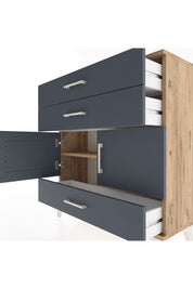 Arges Şifonyer 2 Raflı 3 Çekmeceli 2 Kapaklı 88x30x96 Çam-Antrasit