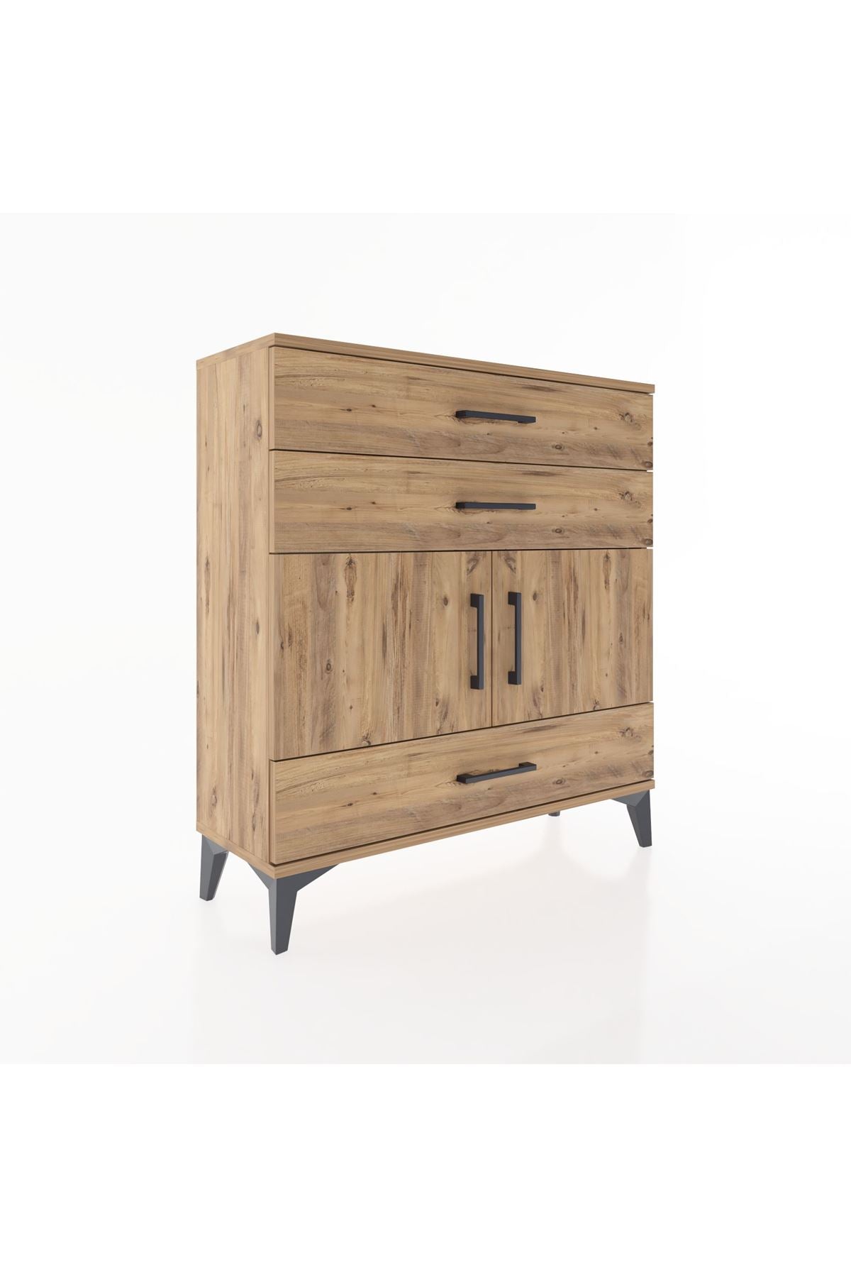 Arges Şifonyer 2 Raflı 3 Çekmeceli 2 Kapaklı 88x30x96 Çam-Çam