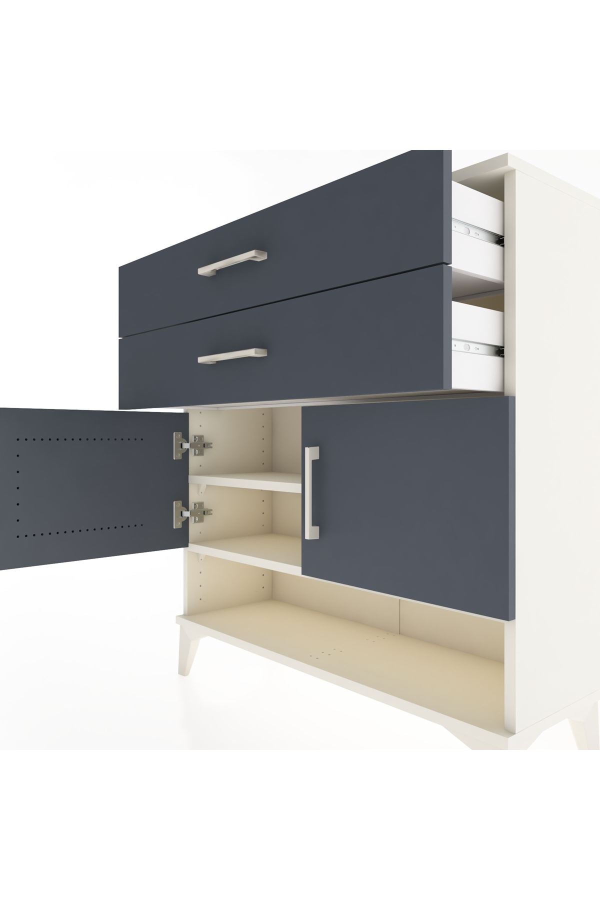 Arges Şifonyer 2 Raflı 2 Çekmeceli 2 Kapaklı 88x30x96 Aytaşı-Antrasit