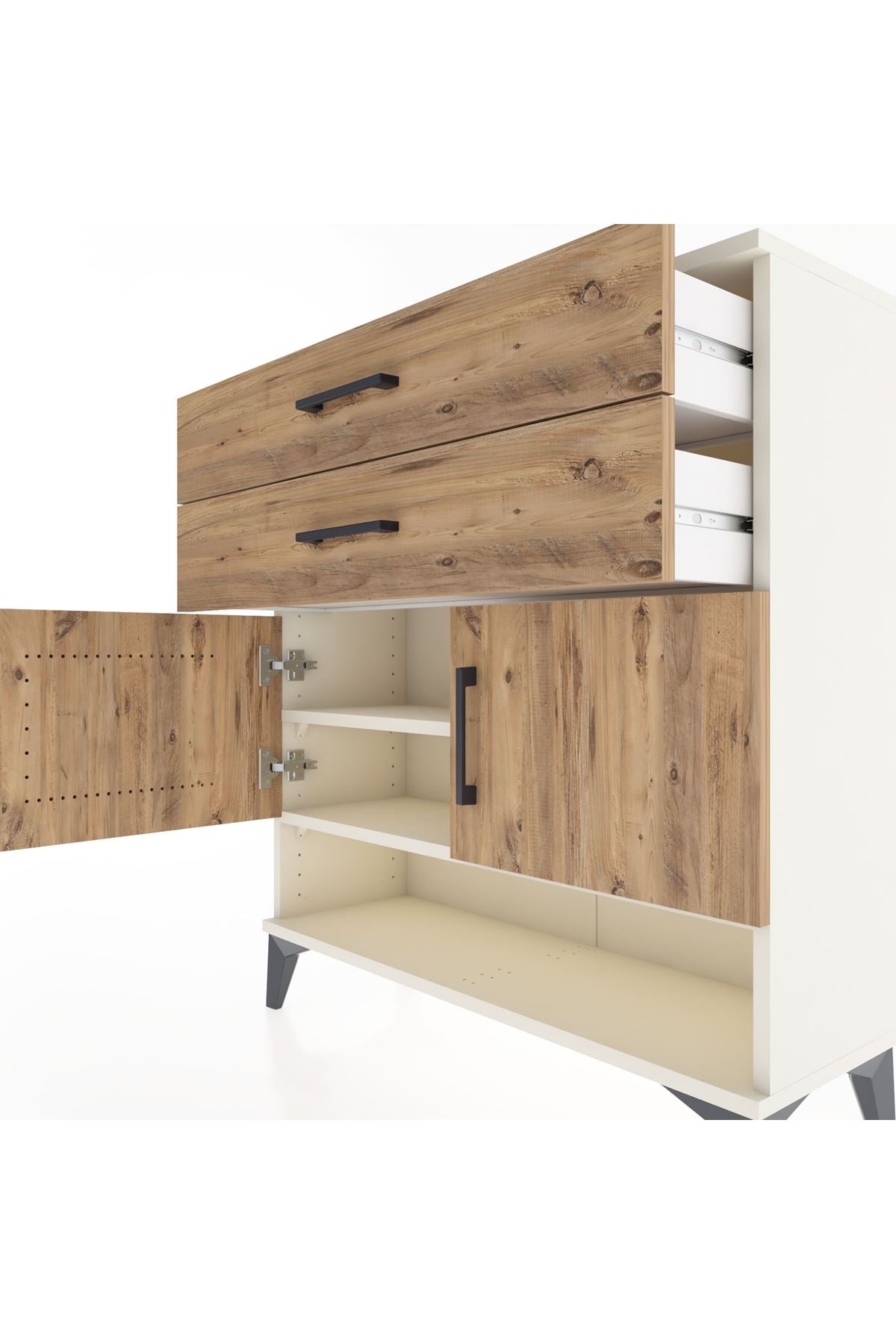 Arges Şifonyer 2 Raflı 2 Çekmeceli 2 Kapaklı 88x30x96 Aytaşı-Çam