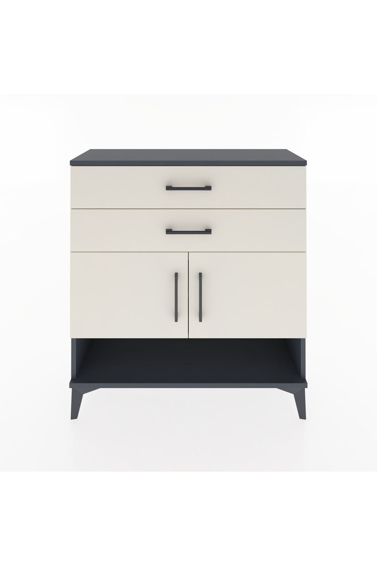 Arges Şifonyer 2 Raflı 2 Çekmeceli 2 Kapaklı 88x30x96 Antrasit-Aytaşı