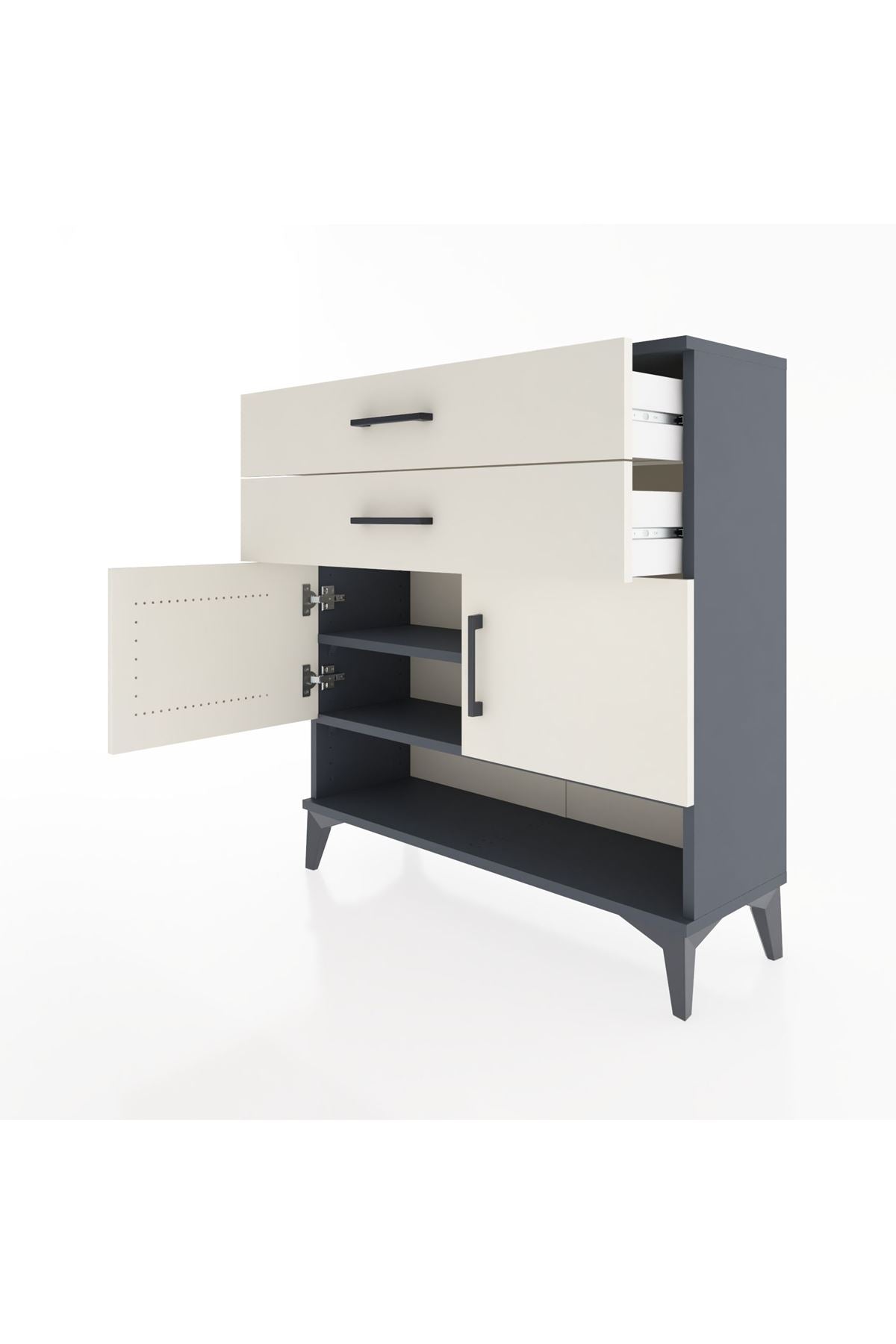 Arges Şifonyer 2 Raflı 2 Çekmeceli 2 Kapaklı 88x30x96 Antrasit-Aytaşı