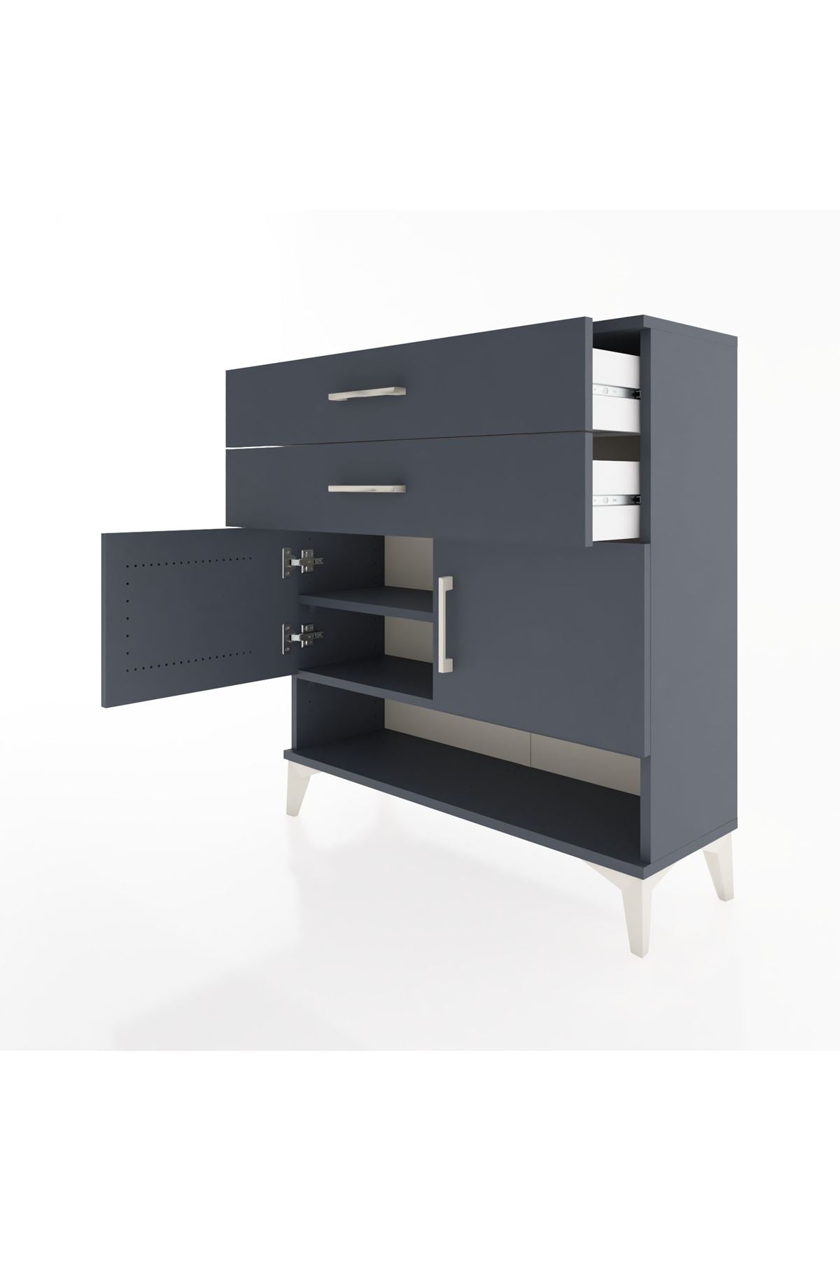 Arges Şifonyer 2 Raflı 2 Çekmeceli 2 Kapaklı 88x30x96 Antrasit-Antrasit