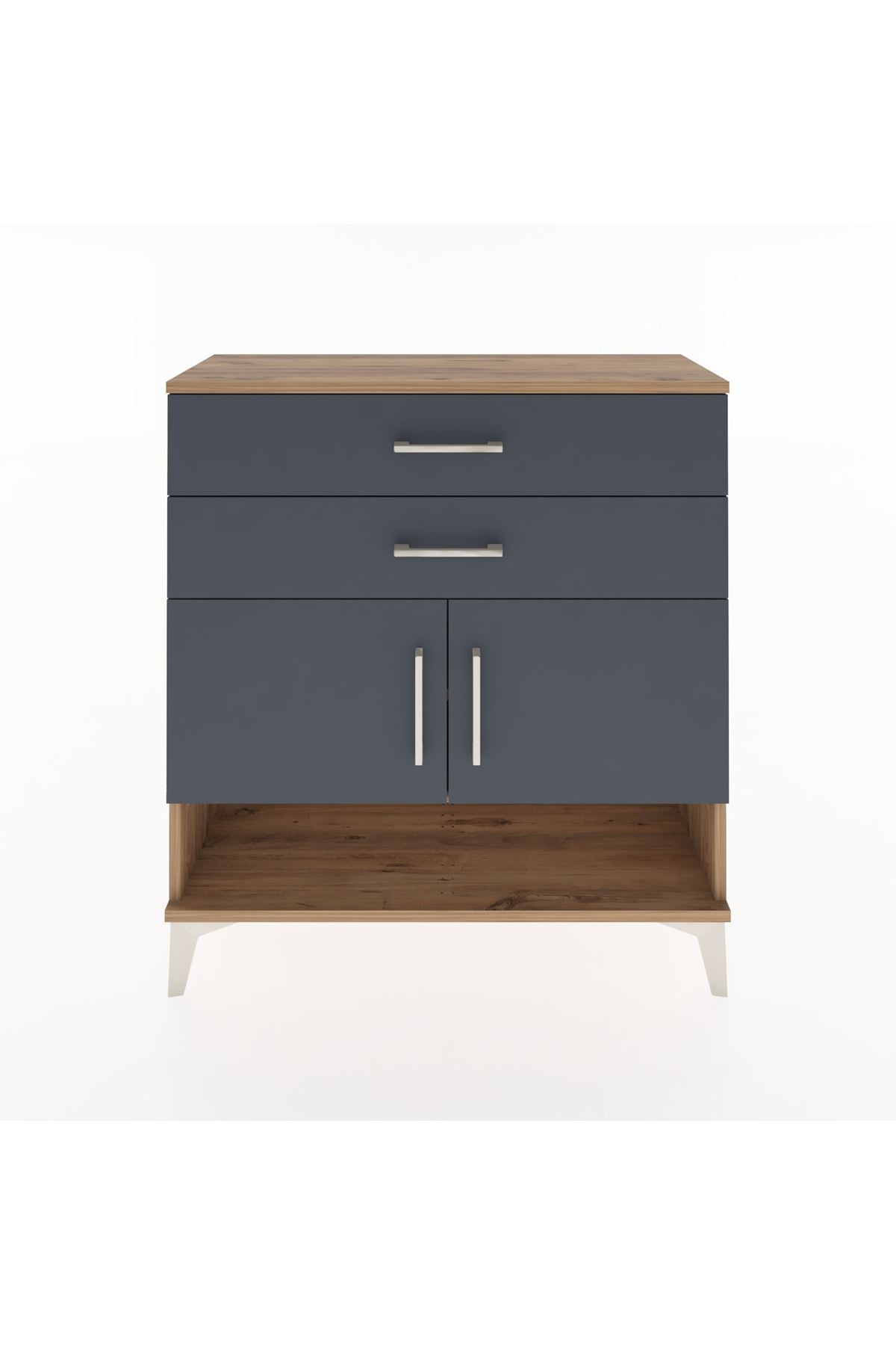 Arges Şifonyer 2 Raflı 2 Çekmeceli 2 Kapaklı 88x30x96 Çam-Antrasit