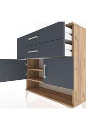 Arges Şifonyer 2 Raflı 2 Çekmeceli 2 Kapaklı 88x30x96 Çam-Antrasit