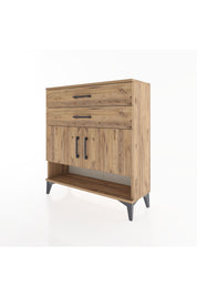 Arges Şifonyer 2 Raflı 2 Çekmeceli 2 Kapaklı 88x30x96 Çam-Çam