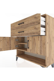 Arges Şifonyer 2 Raflı 2 Çekmeceli 2 Kapaklı 88x30x96 Çam-Çam