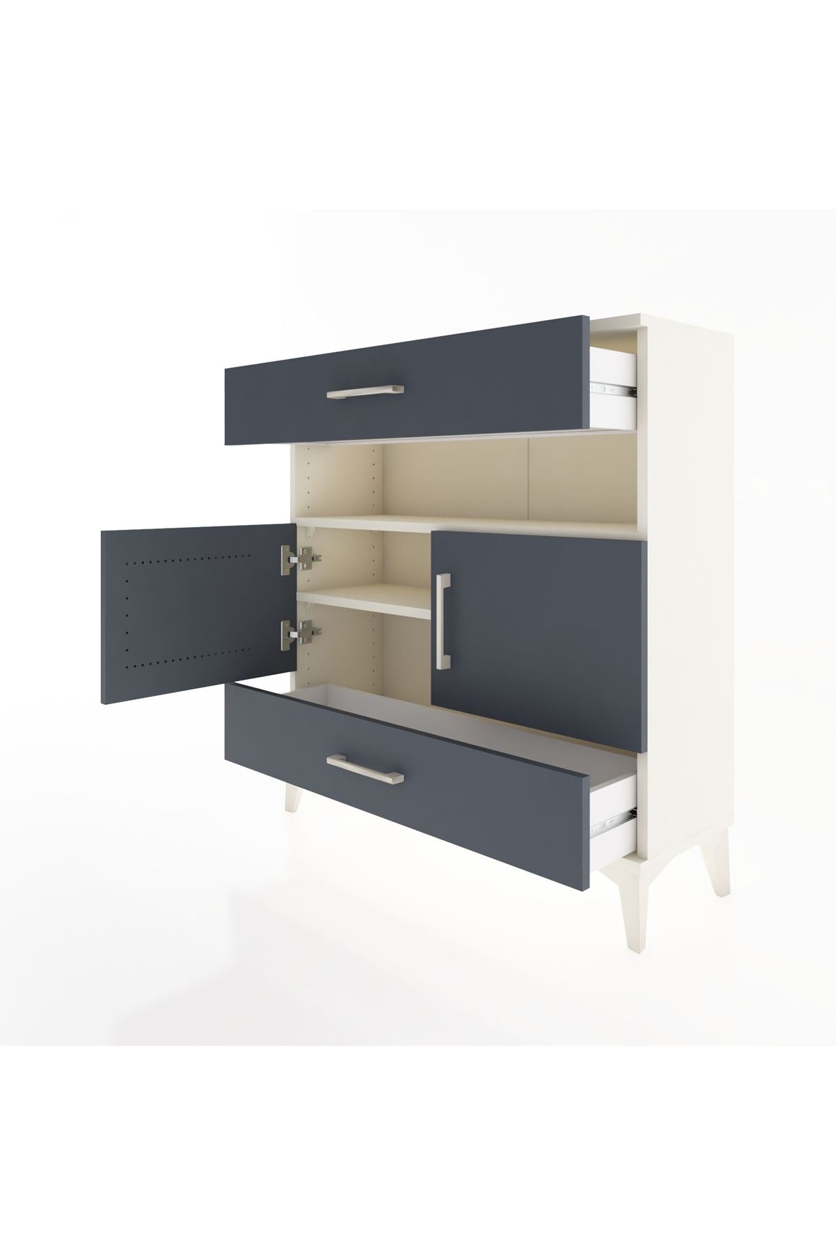 Arges Şifonyer 3 Raflı 2 Çekmeceli 2 Kapaklı 88x30x96 Aytaşı-Antrasit