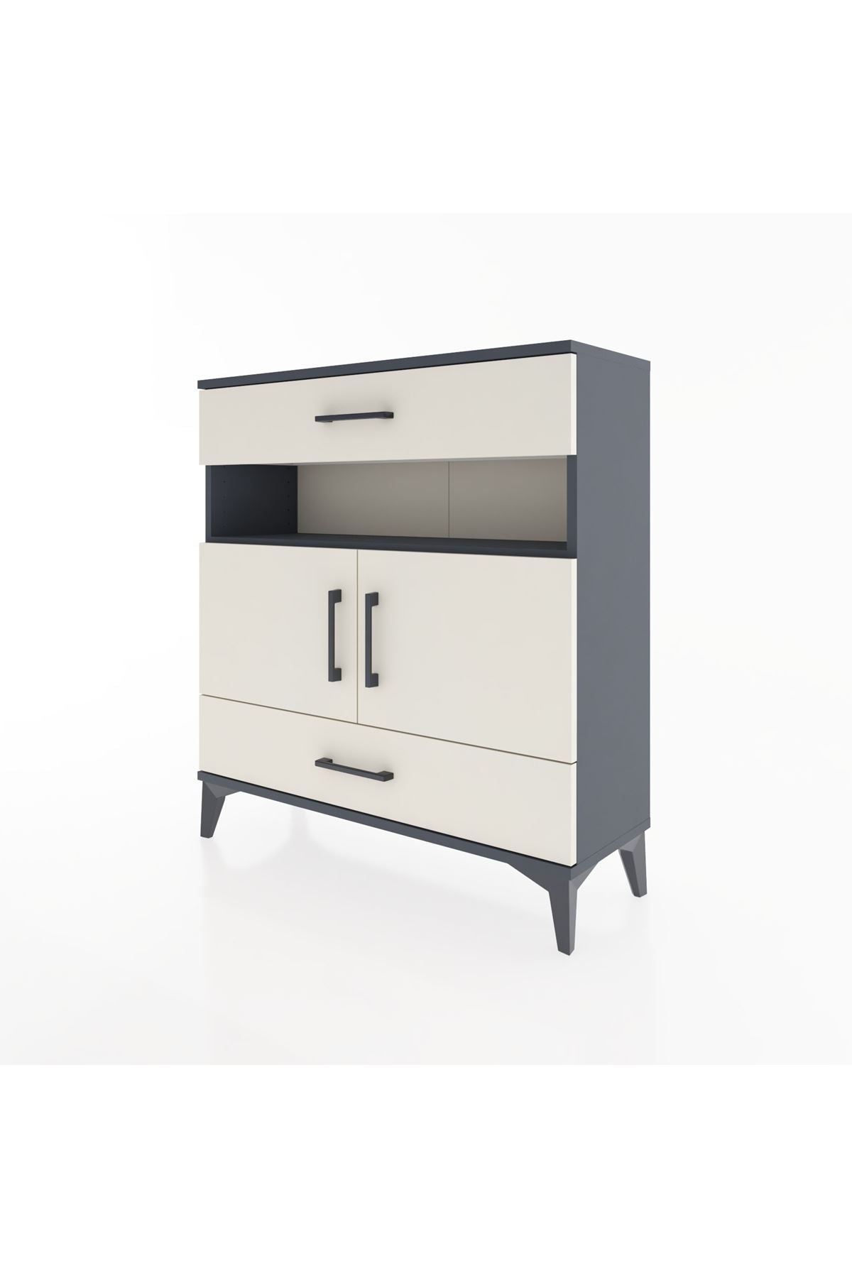 Arges Şifonyer 3 Raflı 2 Çekmeceli 2 Kapaklı 88x30x96 Antrasit-Aytaşı