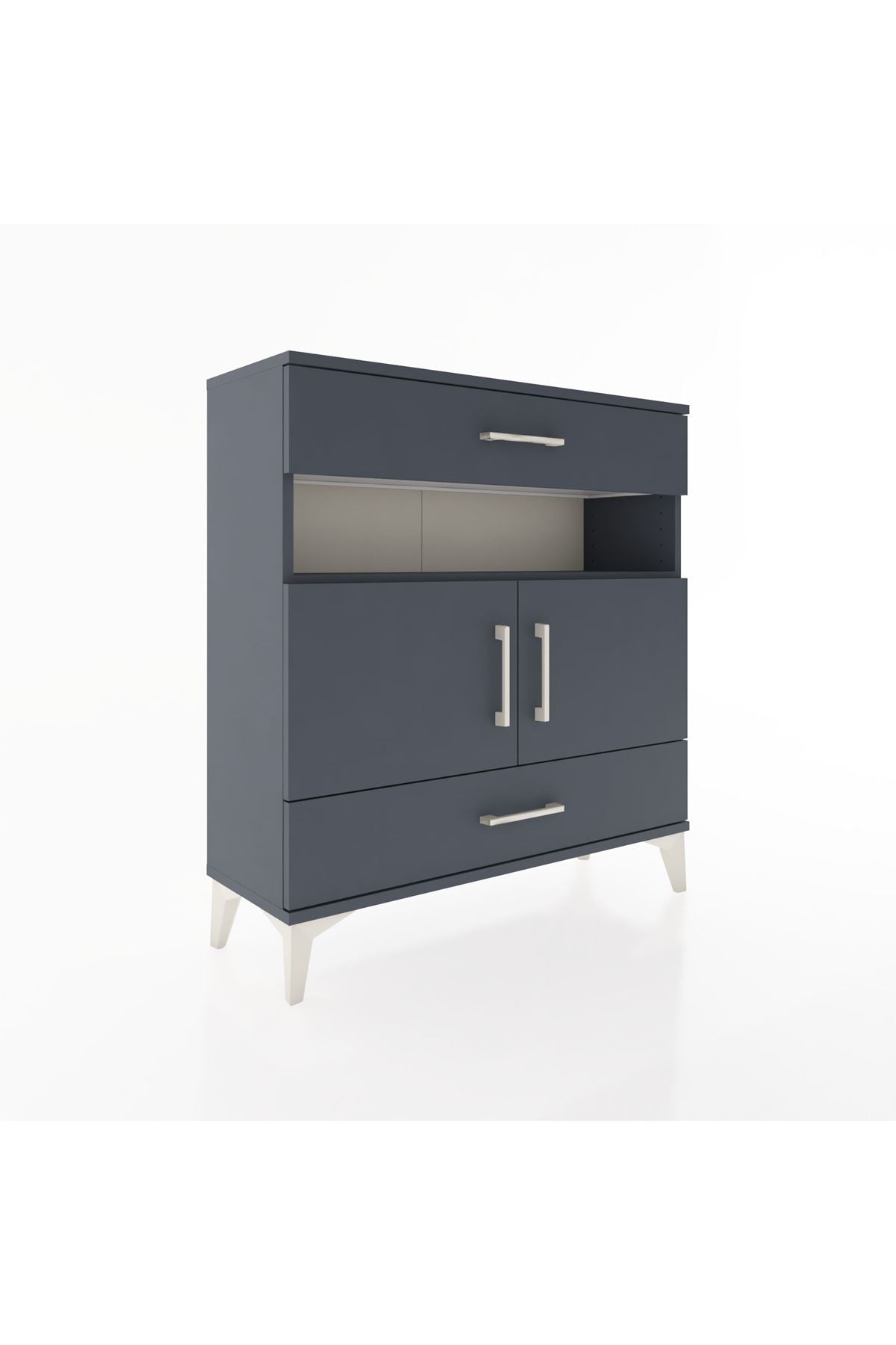 Arges Şifonyer 3 Raflı 2 Çekmeceli 2 Kapaklı 88x30x96 Antrasit-Antrasit