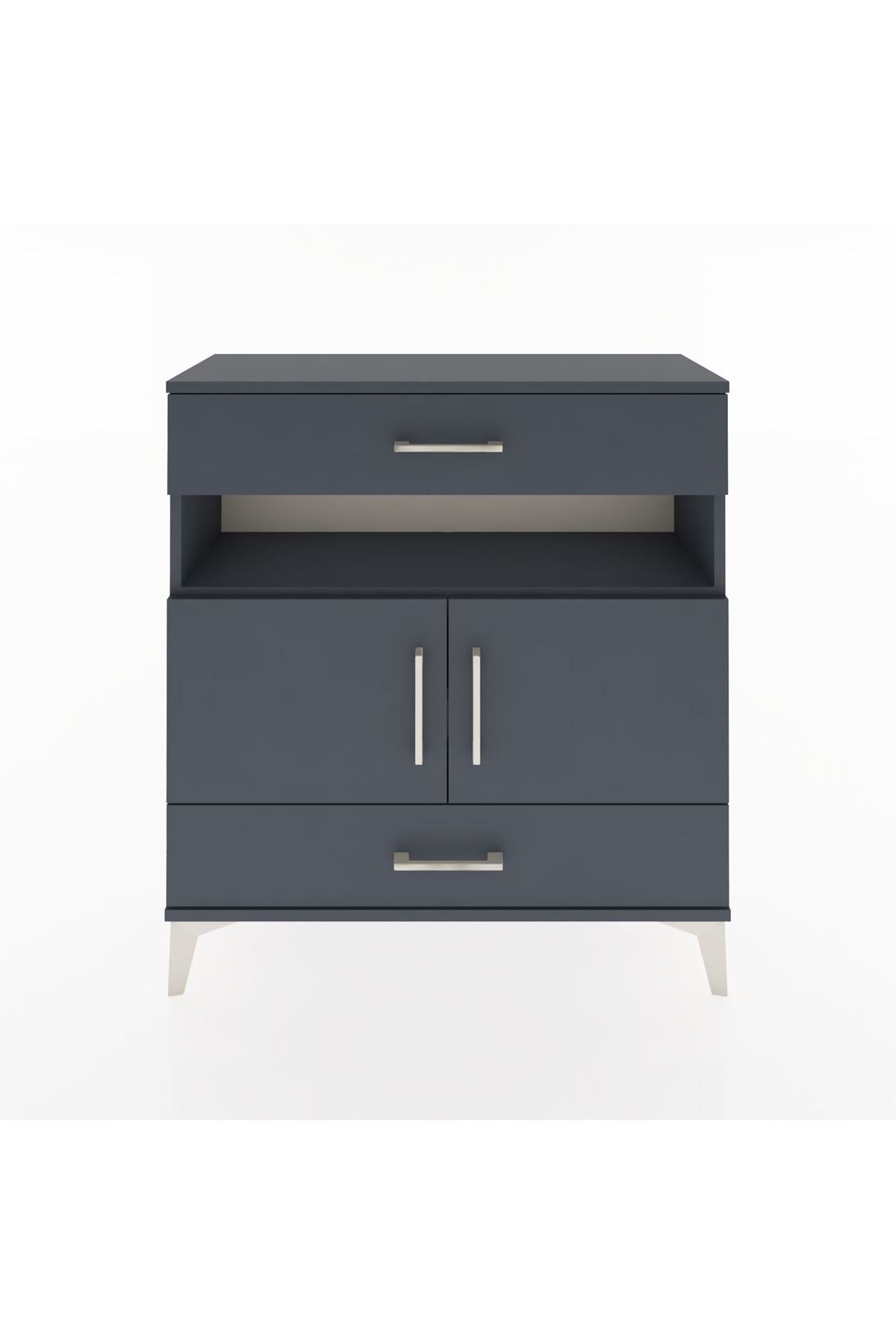 Arges Şifonyer 3 Raflı 2 Çekmeceli 2 Kapaklı 88x30x96 Antrasit-Antrasit