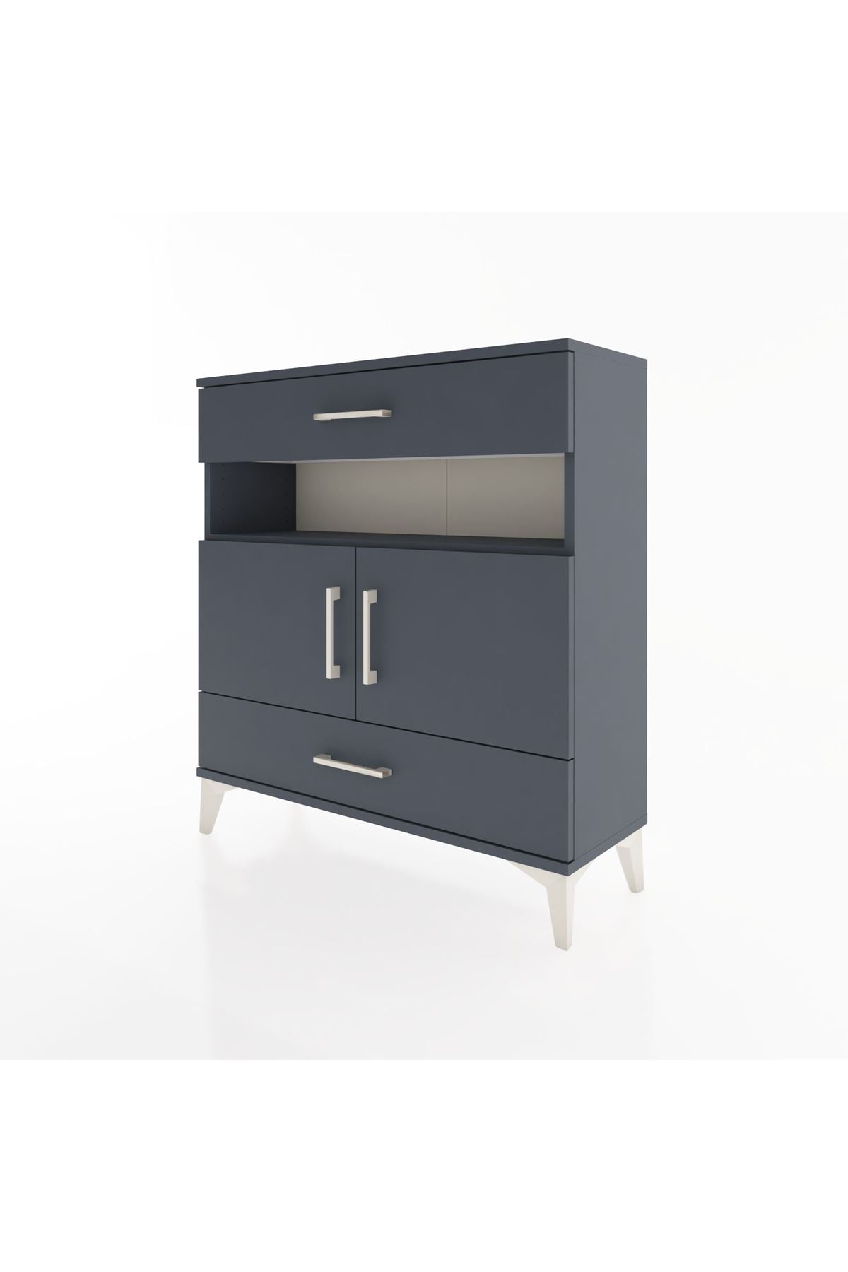 Arges Şifonyer 3 Raflı 2 Çekmeceli 2 Kapaklı 88x30x96 Antrasit-Antrasit