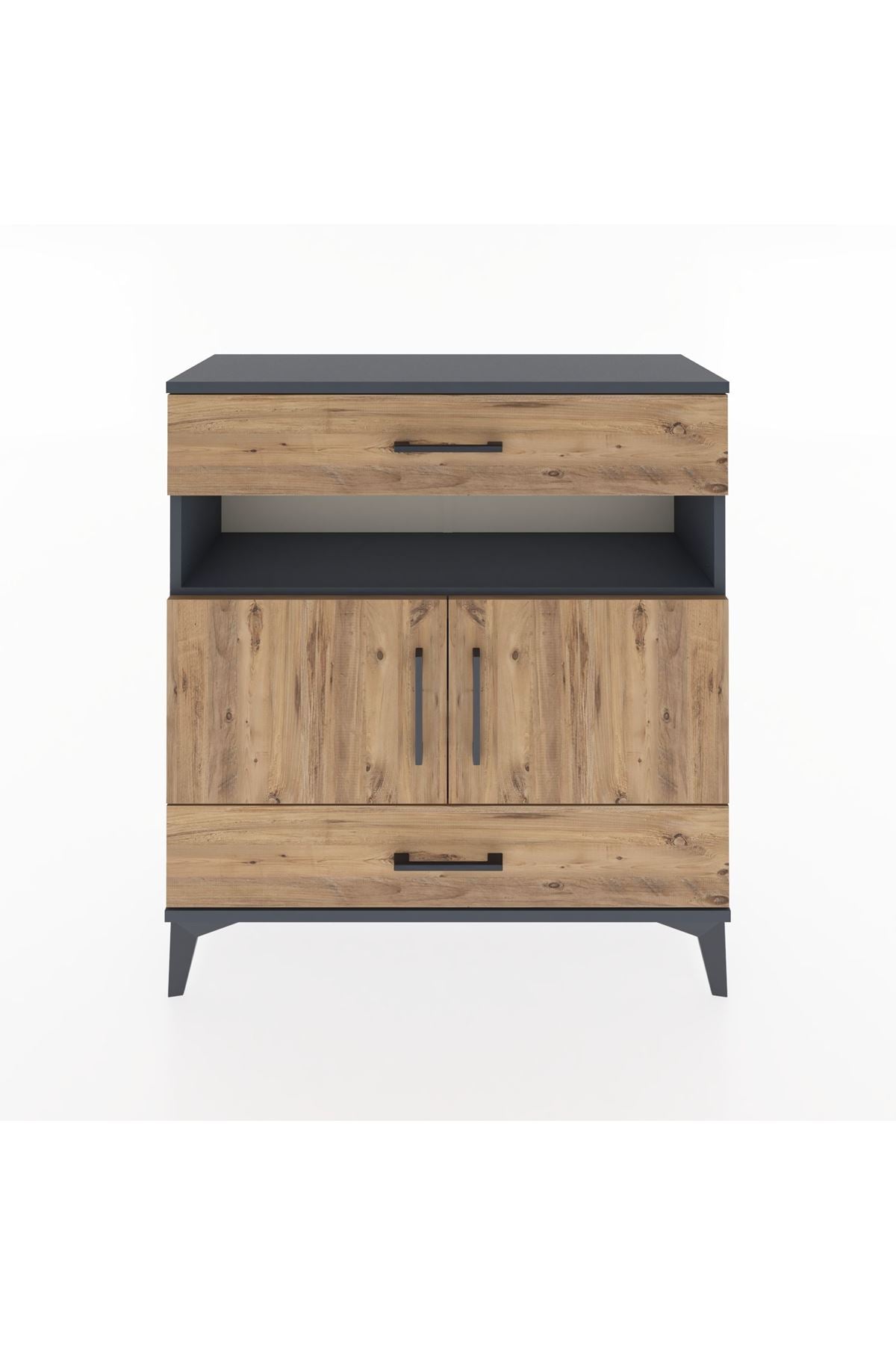 Arges Şifonyer 3 Raflı 2 Çekmeceli 2 Kapaklı 88x30x96 Antrasit-Çam