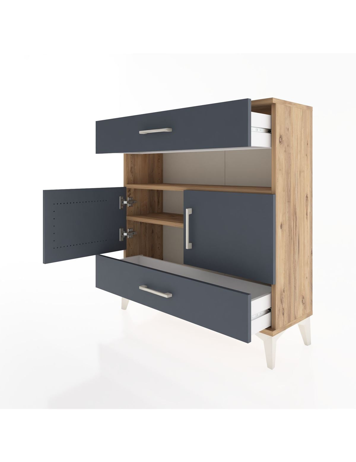 Arges Şifonyer 3 Raflı 2 Çekmeceli 2 Kapaklı 88x30x96 - S04M047V8A