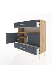 Arges Şifonyer 3 Raflı 2 Çekmeceli 2 Kapaklı 88x30x96 Çam-Antrasit