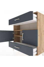 Arges Şifonyer 3 Raflı 2 Çekmeceli 2 Kapaklı 88x30x96 Çam-Antrasit