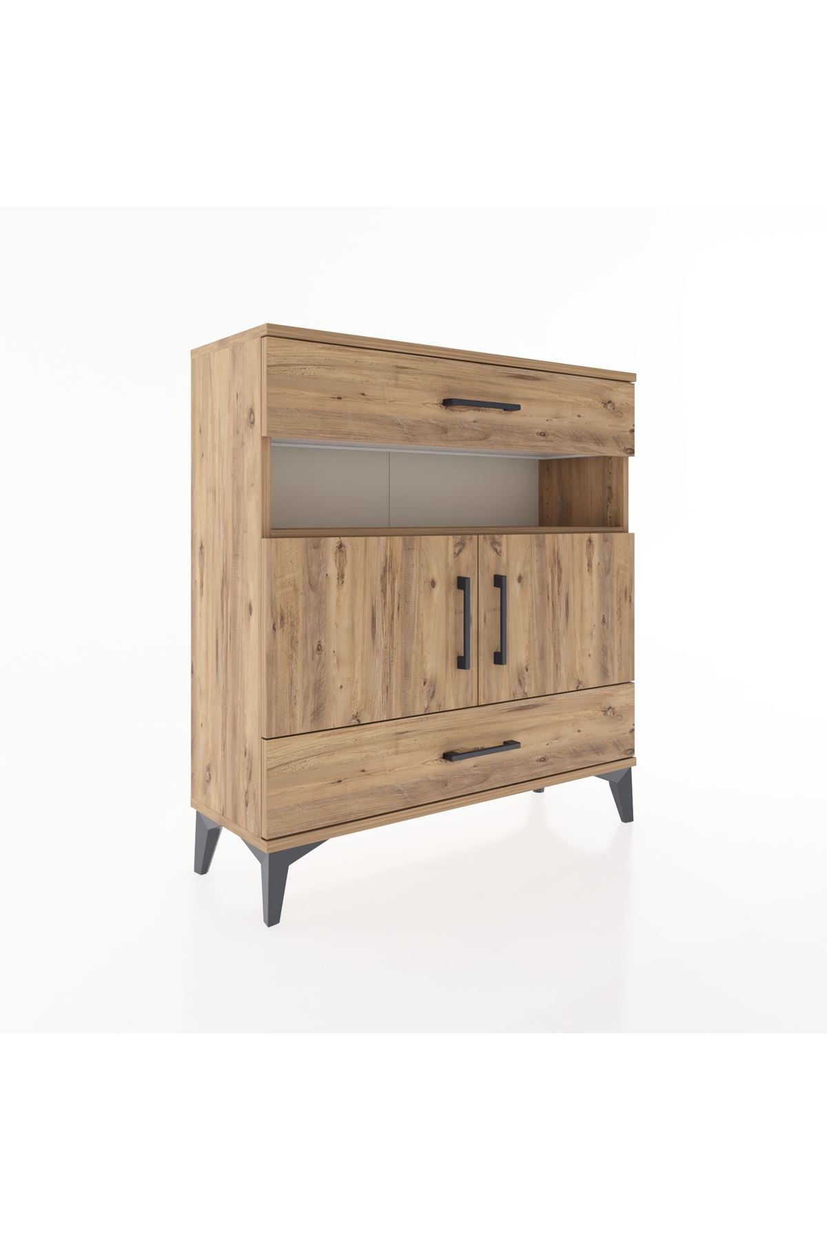 Arges Şifonyer 3 Raflı 2 Çekmeceli 2 Kapaklı 88x30x96 Çam-Çam