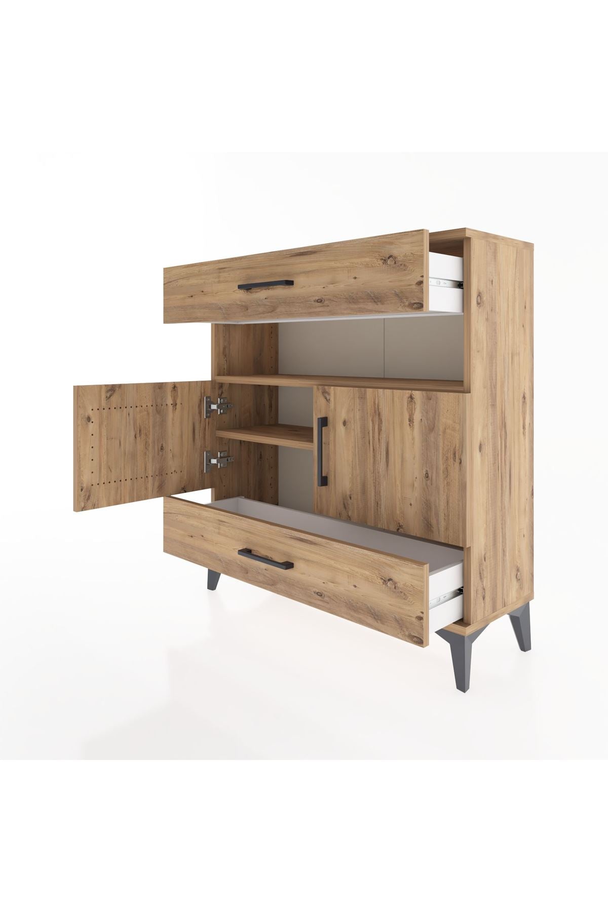 Arges Şifonyer 3 Raflı 2 Çekmeceli 2 Kapaklı 88x30x96 - S04M047V9A