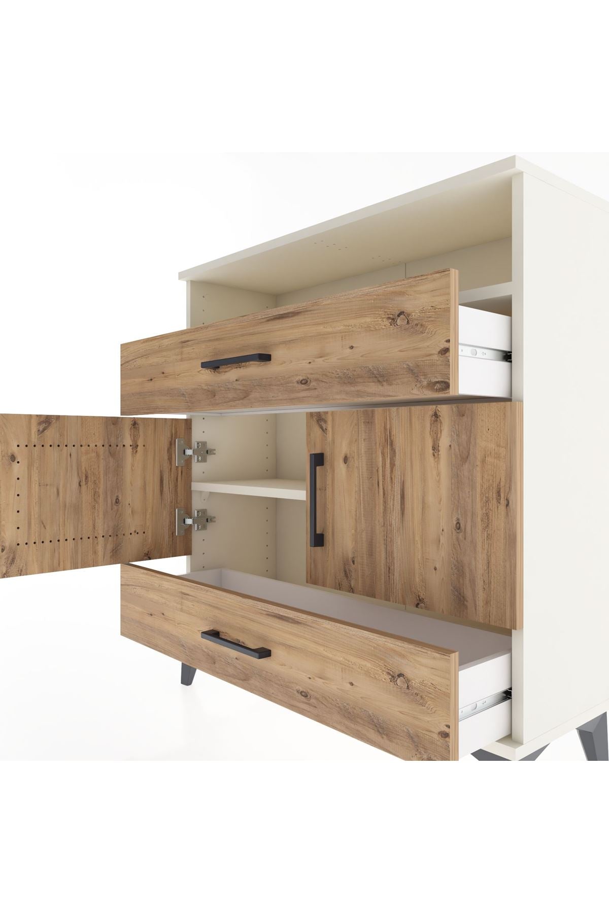 Arges Şifonyer 3 Raflı 2 Çekmeceli 2 Kapaklı 88x30x96 Aytaşı-Çam