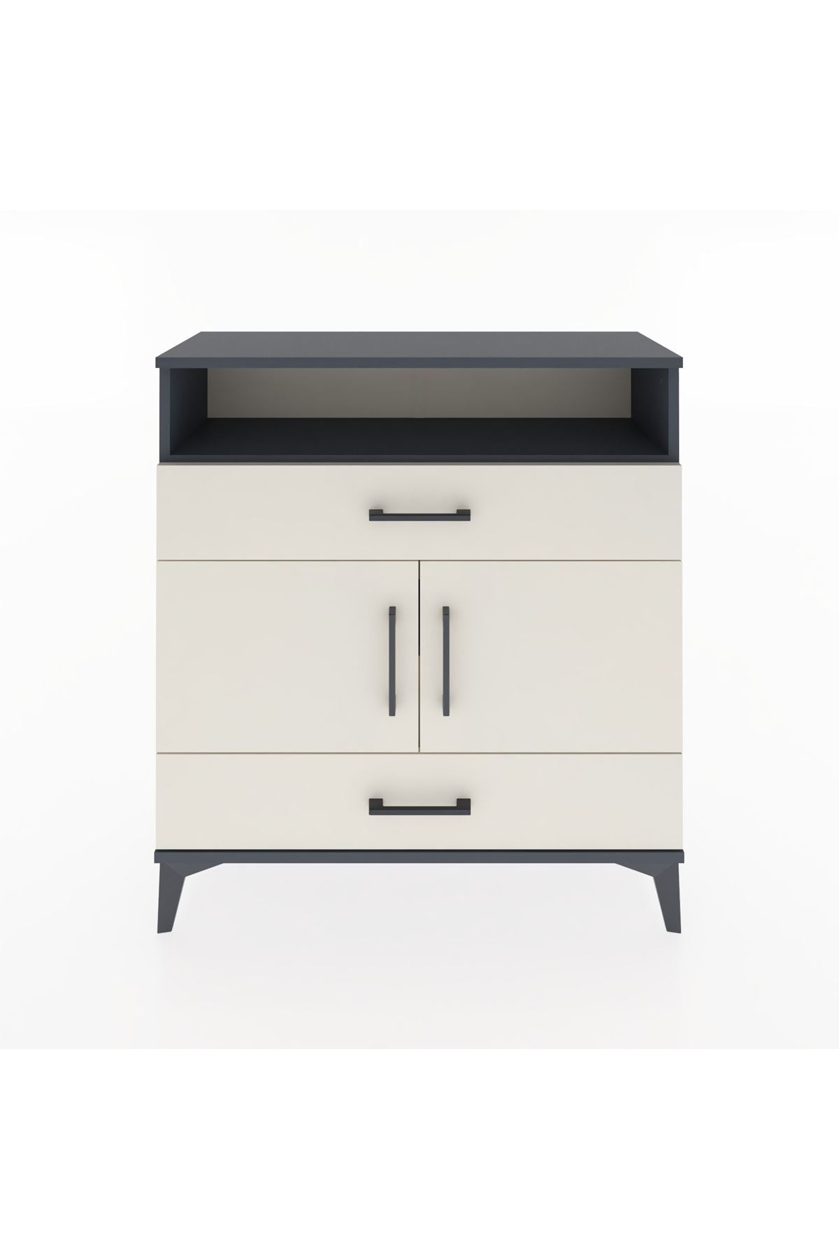 Arges Şifonyer 3 Raflı 2 Çekmeceli 2 Kapaklı 88x30x96 Antrasit-Aytaşı