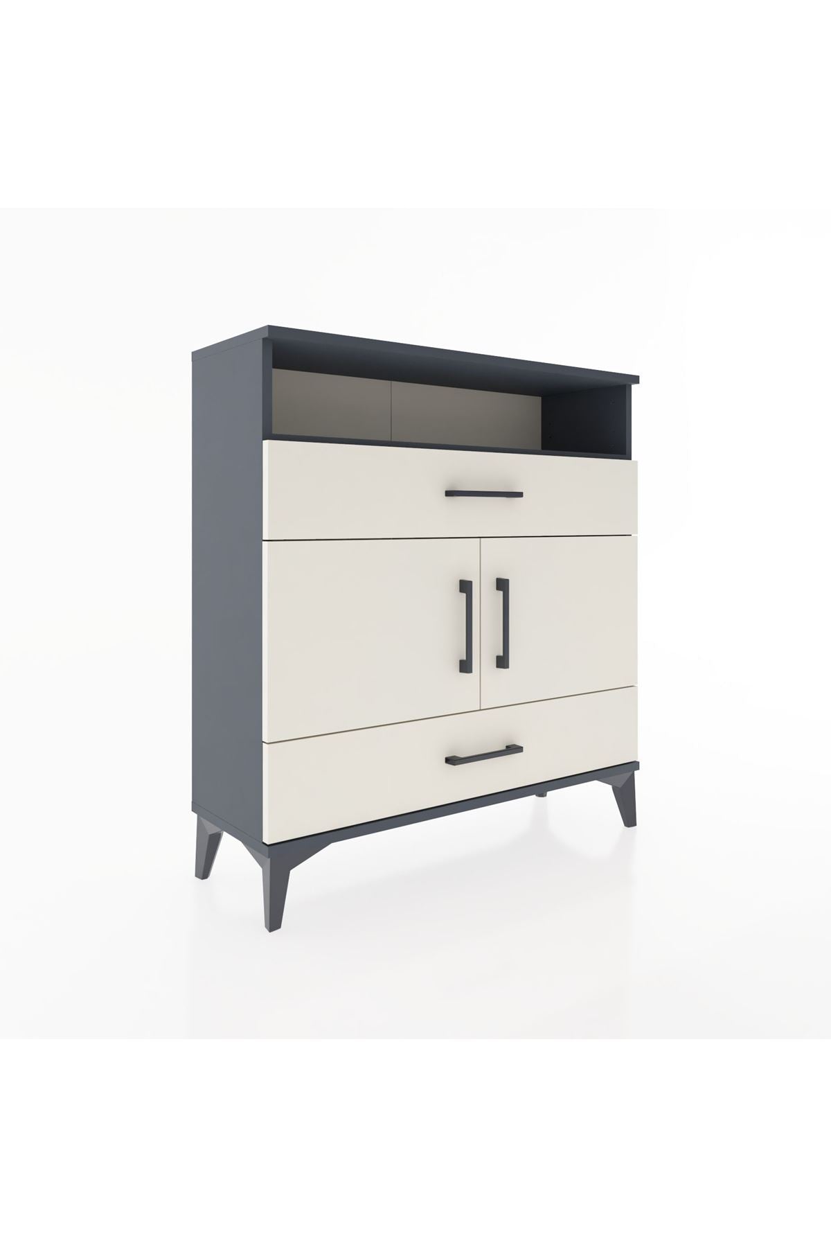 Arges Şifonyer 3 Raflı 2 Çekmeceli 2 Kapaklı 88x30x96 Antrasit-Aytaşı