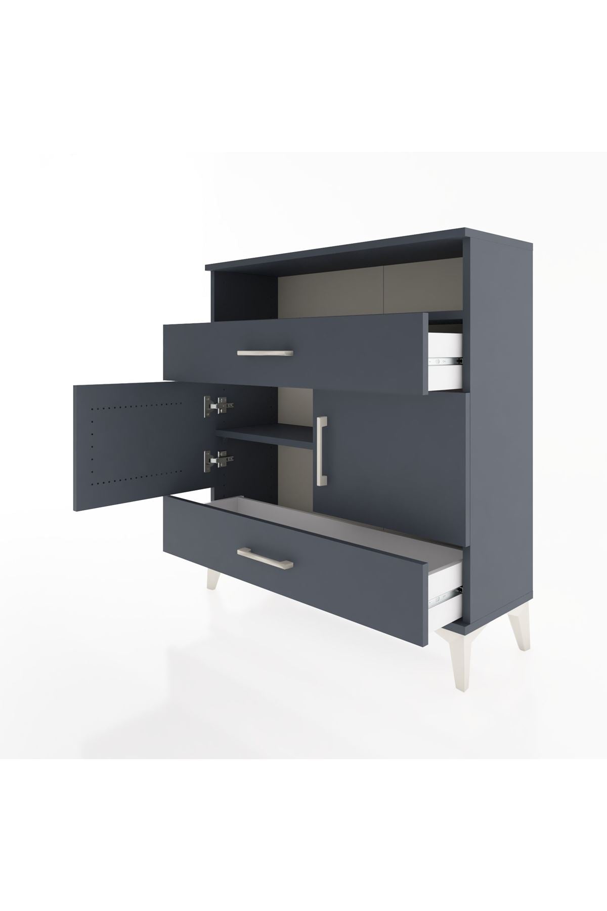 Arges Şifonyer 3 Raflı 2 Çekmeceli 2 Kapaklı 88x30x96 Antrasit-Antrasit