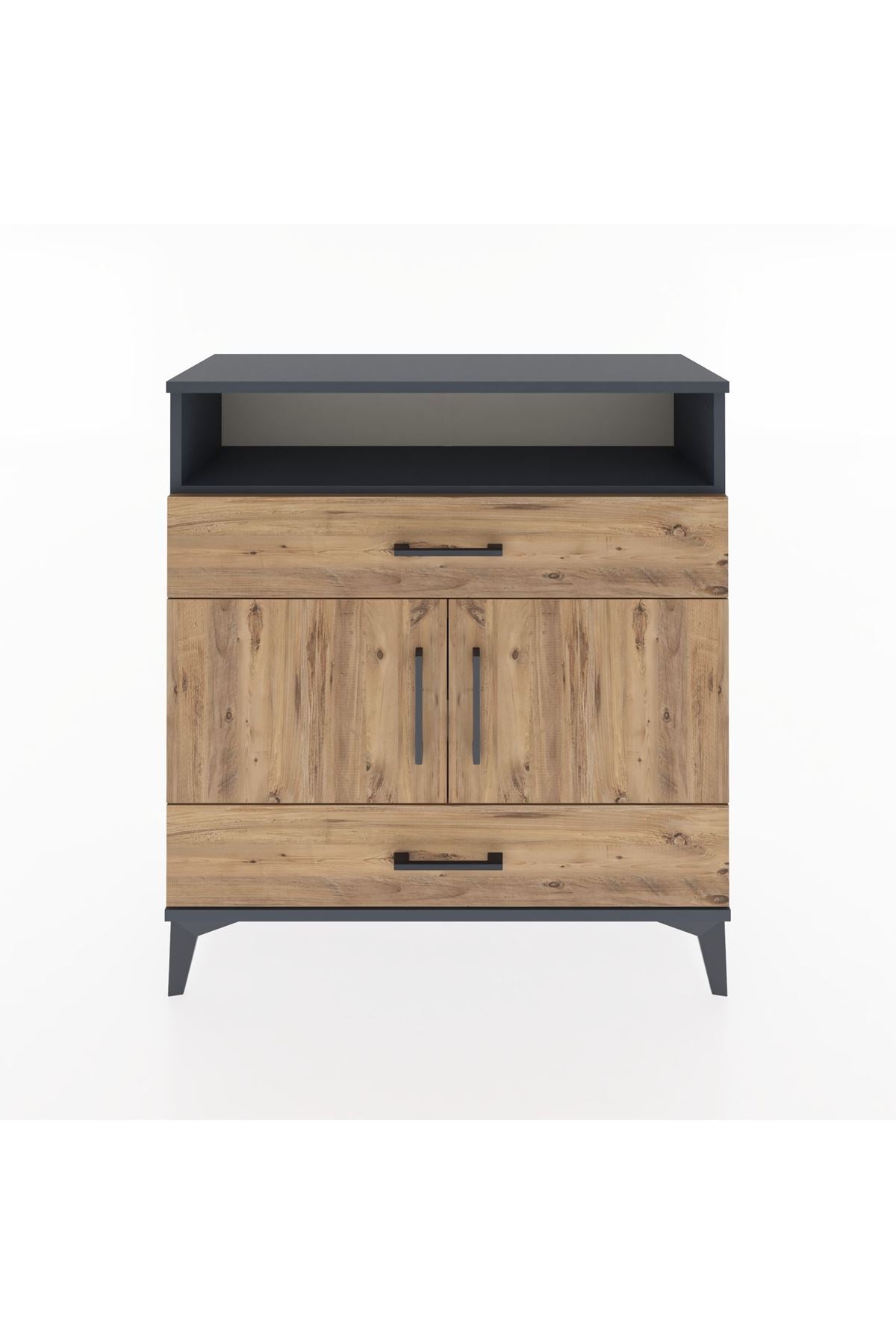 Arges Şifonyer 3 Raflı 2 Çekmeceli 2 Kapaklı 88x30x96 Antrasit-Çam