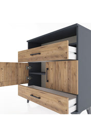 Arges Şifonyer 3 Raflı 2 Çekmeceli 2 Kapaklı 88x30x96 Antrasit-Çam