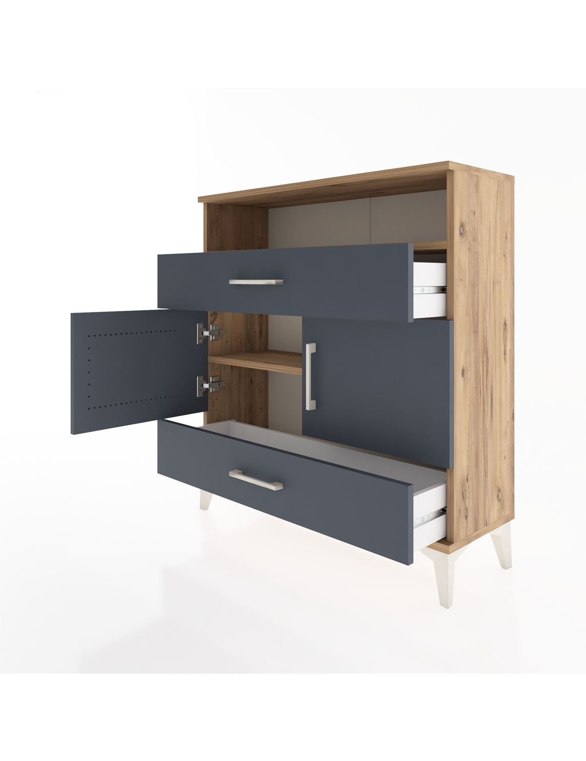 Arges Şifonyer 3 Raflı 2 Çekmeceli 2 Kapaklı 88x30x96 - S04M048V8A